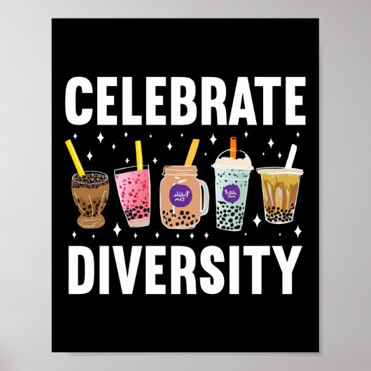 Bubble Boba Tea Celebrate Diversity Lgbt Pride Poster (Voorkant)