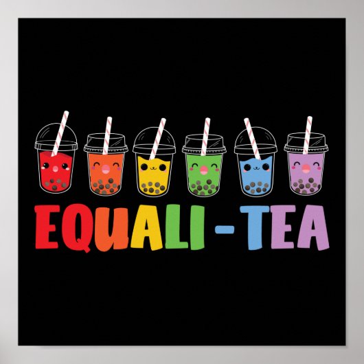 Bubble Boba Tea Equali-Tea LGBT Pride Rainbow Poster (Voorkant)