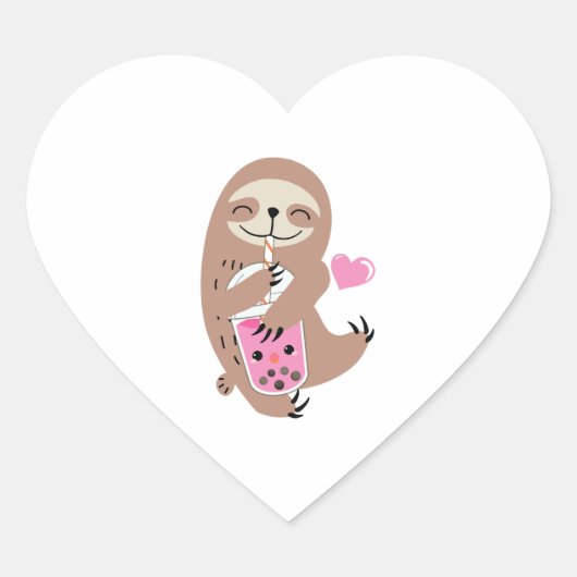 Bubble Boba Tea Hart Sticker (Voorkant)