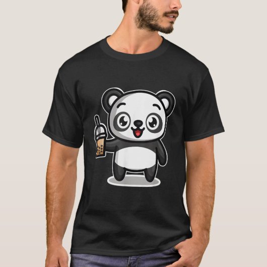 Bubble Boba Tea Kawaii Panda Beer T-shirt (Voorkant)