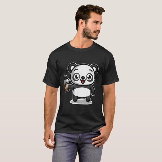 Bubble Boba Tea Kawaii Panda Beer T-shirt (Voorkant volledig)