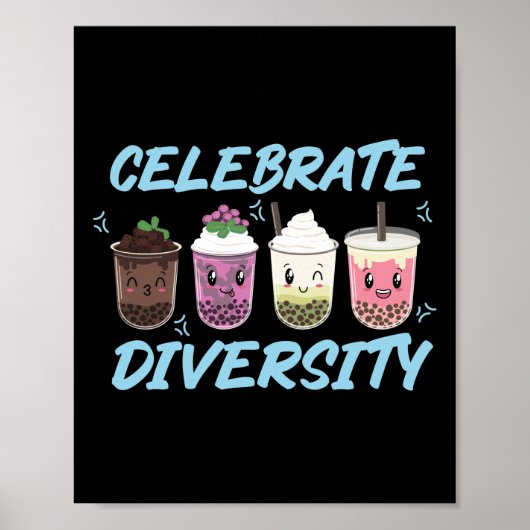 Bubble Boba Tea vieren diversiteit LGBT Pride Poster (Voorkant)