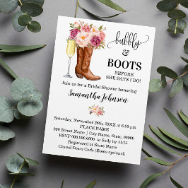 Bubble & Boots Vrijgezellenfeest Roze bloemen Kaart
