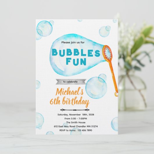 Bubble boy Birthday Invitation Kaart (Staand voorkant)