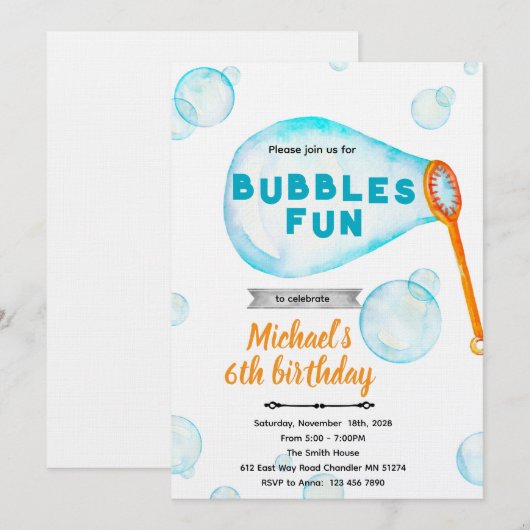 Bubble boy Birthday Invitation Kaart (Voorkant / Achterkant)