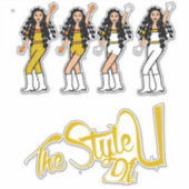 Bubble Braids Danser Stickers Geel/Wit (Voorkant)