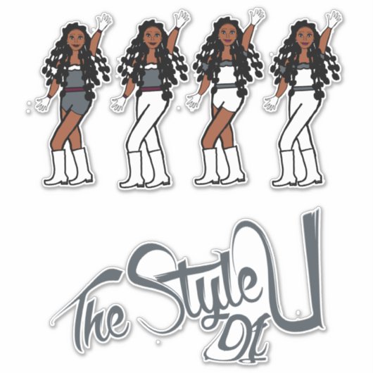 Bubble Braids Danser Stickers Grijs/Wit (Voorkant)