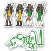 Bubble Braids Danser Stickers Groen/Geel (Voorkant)