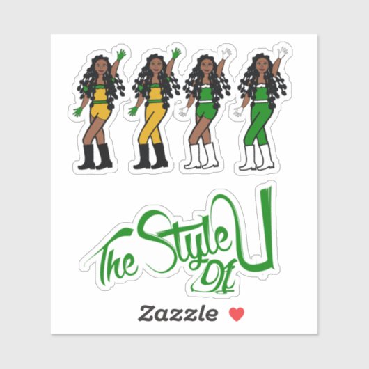 Bubble Braids Danser Stickers Groen/Geel (Vel)