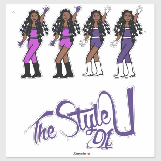 Bubble Braids Danser Stickers Paarse/Wit (Vel)