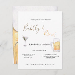 Bubble & Braws Rehearsal Dinner Invitation Kaart