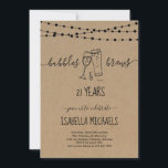 Bubble & Brews 21st Birthday Party Invitation Kaart<br><div class="desc">Met de hand getekende champagne en bierkunst op een wonderlijk rustige kraft achtergrond. Het coördineren RSVP,  Details,  Registratie,  Dank u kaarten en andere punten zijn beschikbaar in het "Rustic Champagne Line Art"Collectie binnen mijn opslag.</div>