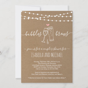 Bubble & Brews Couple's Shower Invitation Kaart