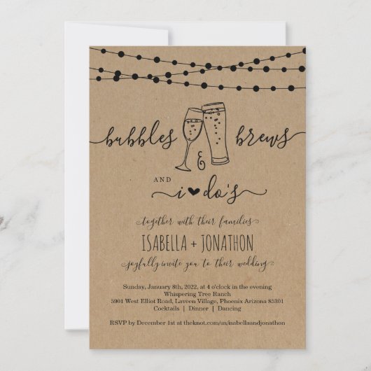 Bubble & Brews en ik zijn uitgenodigd voor bruilof Kaart (Voorkant)