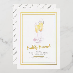 Bubble brunch champagne bubbles event 40th folie uitnodiging