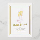 Bubble brunch champagne bubbles event 40th folie uitnodiging (Voorkant)