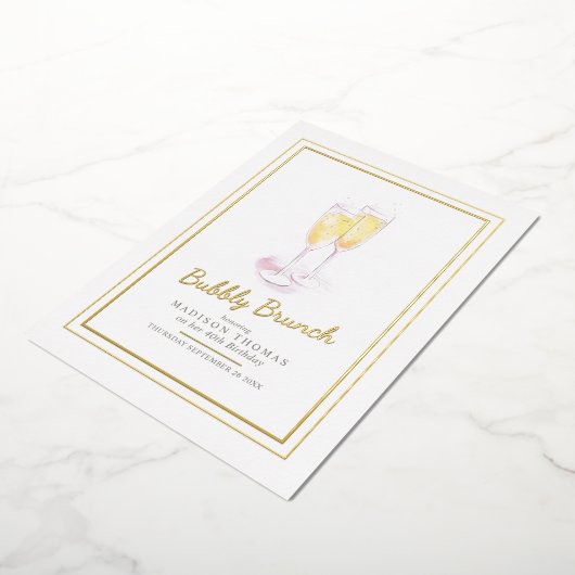 Bubble brunch champagne bubbles event 40th folie uitnodiging (Gedraaid)