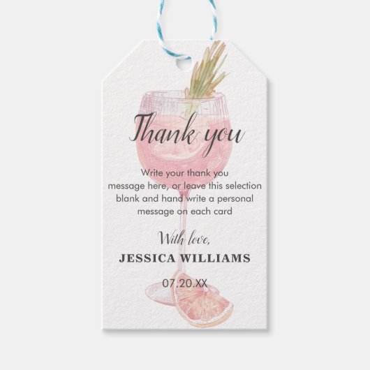 Bubble Brunch Elegant Pink Cocktail Vrijgezellenfe Cadeaulabel (Voorkant)