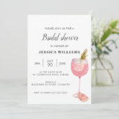 Bubble Brunch Elegant Pink Cocktail Vrijgezellenfe Kaart (Staand voorkant)