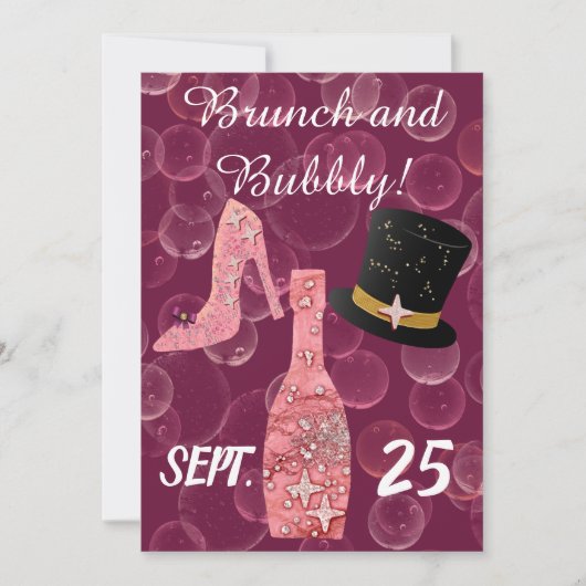Bubble & Brunch & Glitter Roos Champagne Kaart (Voorkant)