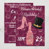 Bubble & Brunch & Glitter Roos Champagne Kaart (Voorkant / Achterkant)