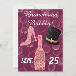 Bubble & Brunch & Glitter Roos Champagne Kaart