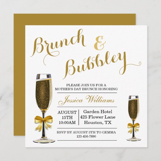 Bubble & Brunch Moederdag Kaart (Voorkant / Achterkant)