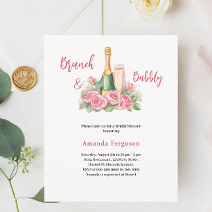 Bubble brunch roze bloemen Bruids Douche uitnodigi