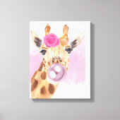 Bubble Bubblegum Flower Giraffe Canvas Afdruk (Voorkant)