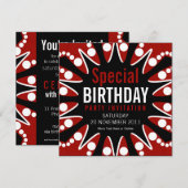 Bubble Burst Red White en Black Birthday Invitatio Kaart (Voorkant / Achterkant)