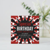 Bubble Burst Red White en Black Birthday Invitatio Kaart (Staand voorkant)