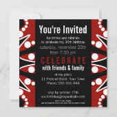 Bubble Burst Red White en Black Birthday Invitatio Kaart (Achterkant)