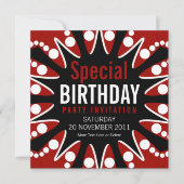 Bubble Burst Red White en Black Birthday Invitatio Kaart (Voorkant)