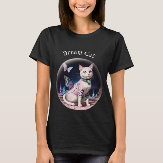 Bubble Cat donker t-shirt (Voorkant)