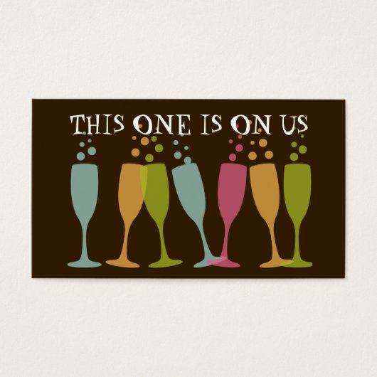 Bubble champagne dansen glas evenement drink ticke visitekaartjes (Voorkant)