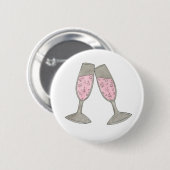 Bubble Champagne Glass Cheers Bride Wedding Party Ronde Button 5,7 Cm (Voorkant /achterkant)