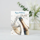 Bubble Champagne Happy Birthday Briefkaart (Staand voorkant)