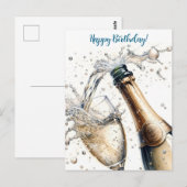 Bubble Champagne Happy Birthday Briefkaart (Voorkant / Achterkant)