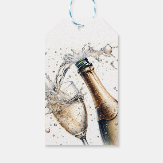 Bubble Champagne Happy Birthday Cadeaulabel (Achterkant)