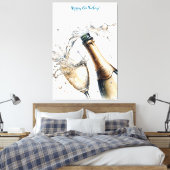 Bubble Champagne Happy Birthday Canvas Afdruk (Insitu (Slaapkamer))