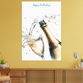 Bubble Champagne Happy Birthday Canvas Afdruk (Insitu (Woonkamer))
