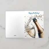 Bubble Champagne Happy Birthday Folie Wenskaart (Buiten Laag)