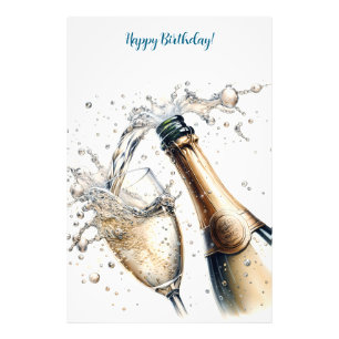 Bubble Champagne Happy Birthday Foto Afdruk