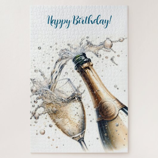 Bubble Champagne Happy Birthday Legpuzzel (Verticaal)