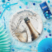 Bubble Champagne Happy Birthday Papieren Bordje (Feest)