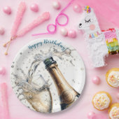 Bubble Champagne Happy Birthday Papieren Bordje (Feest)