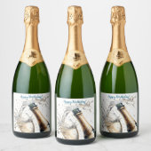 Bubble Champagne Happy Birthday Sparkling Wijnetiket (Flessen)