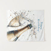 Bubble Champagne Happy Birthday Wandkleed (Voorkant (horizontaal))