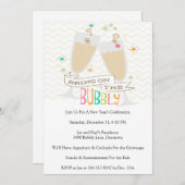 Bubble Champagne Oudejaarsavond Party Kaart (Voorkant / Achterkant)