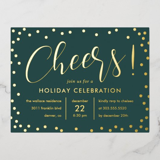 Bubble Cheer Folie Holiday Invitation Briefkaart (Voorkant)